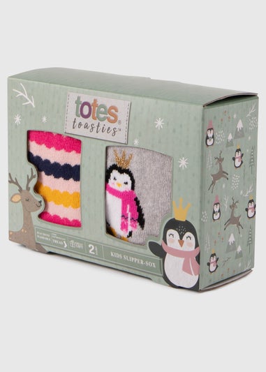 Totes Toasties Pink Kids Original Novelty Slipper Socks (Twin Pack)