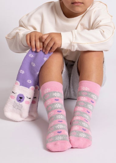 Totes Toasties Purple Childrens Original Slipper-Sox (Twin Pack)