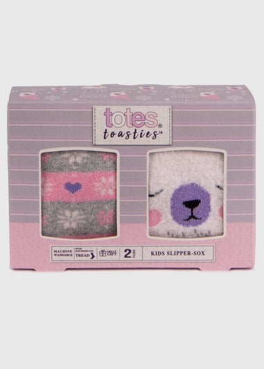 Totes Toasties Purple Childrens Original Slipper-Sox (Twin Pack)