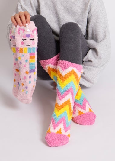 Totes Toasties Pink Girls Super Soft Slipper Socks (Twin Pack)