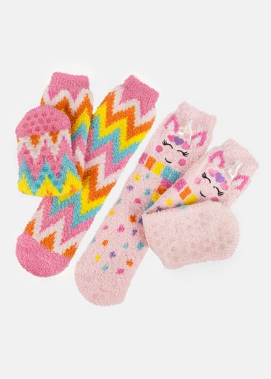 Totes Toasties Pink Girls Super Soft Slipper Socks (Twin Pack)