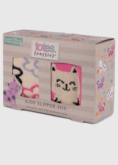 Totes Toasties Pink Kids Original Slipper-Sox (Twin Pack)