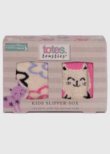 Totes Toasties Pink Kids Original Slipper-Sox (Twin Pack)