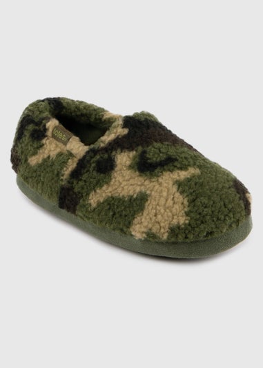 Totes Toasties Green Boys Short Full Back Slippers