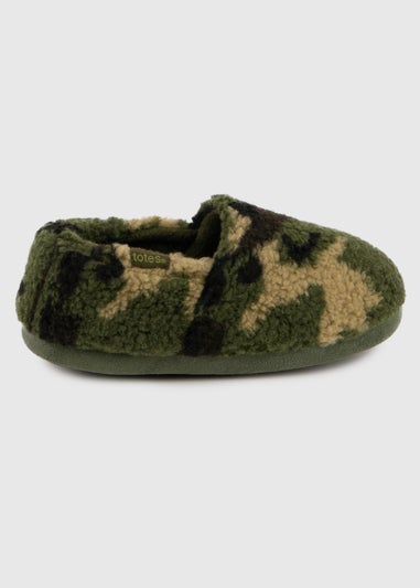 Totes Toasties Green Boys Short Full Back Slippers