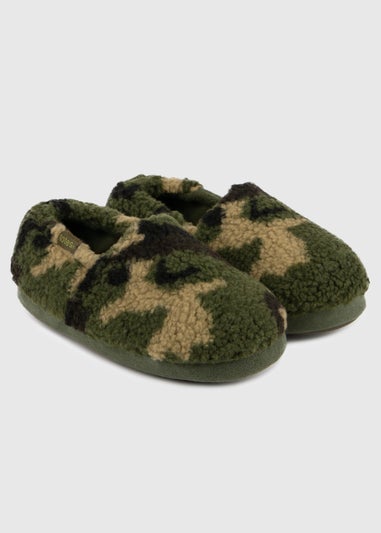 Totes Toasties Green Boys Short Full Back Slippers