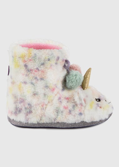 Totes Toasties Pink Kids Multi Faux Fur Boot Slippers