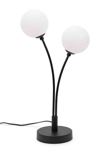 ValueLights Velika  Black Table Lamp with White Globe Shade (47.5cm x 13cm x 24cm)