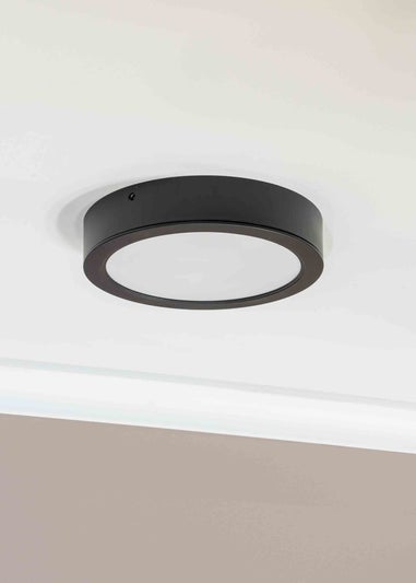 ValueLights Matte Black Flush Light with White Dome Shade Integrated LED