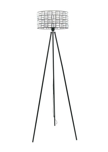 ValueLights Elise Matte Black Floor Lamp with Black Drum Shade