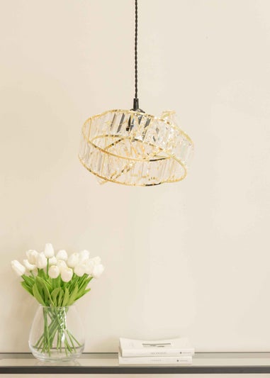 ValueLights Hudson Clear Drum Ceiling Pendant Shade (19cm x 30cm x 30cm)