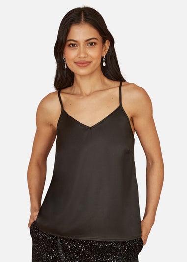 Yumi Black Satin Cami Top