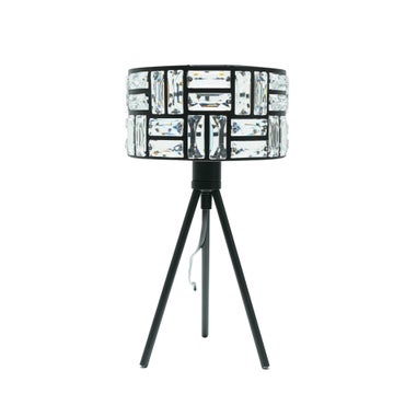 ValueLights Elise Matte Black Table Lamp with Black Drum Shade