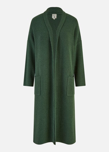 Yumi Green Knitted Maxi Cardigan With Pockets