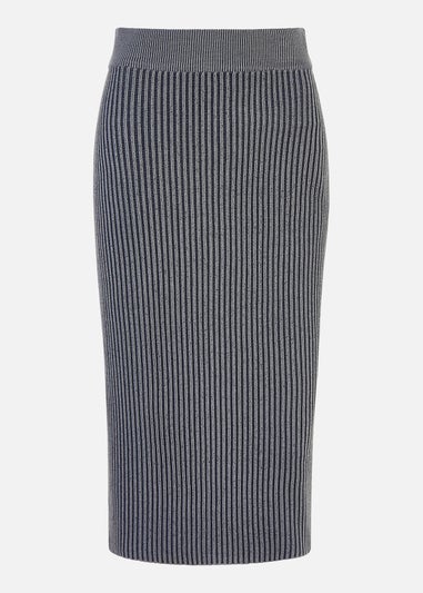 Yumi Blue Ribbed Knitted Skirt