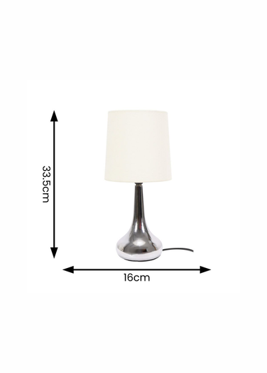 ValueLights Pair of Dimmable Brushed Silver Table Lamp with Cream Drum Shade