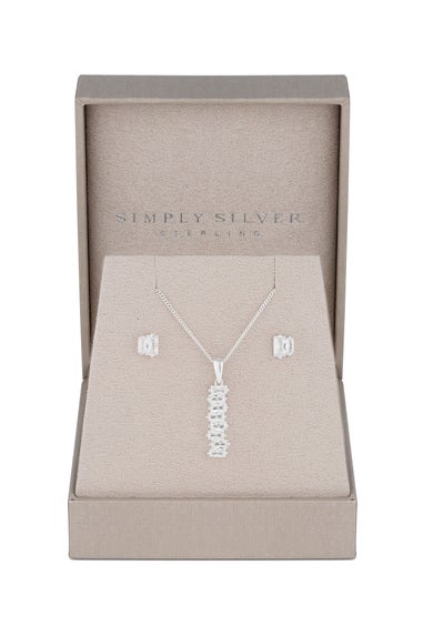 Simply Silver Sterling Silver 925 Cubic Zirconia Icicle Stick Set - Gift Boxed