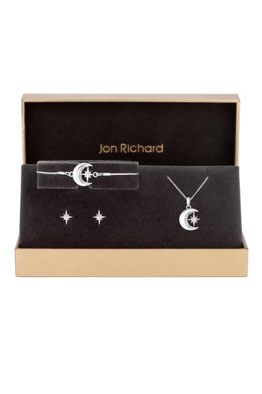 Jon Richard Silver Plated Moon And Crystal Trio Set - Gift Boxed