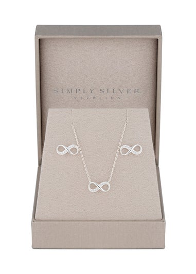 Simply Silver Sterling Silver 925 Infinity Set - Gift Boxed