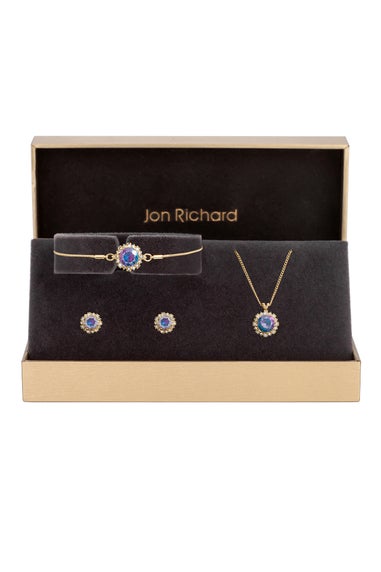 Jon Richard Gold Plated Purple Effect Stone Halo Set  - Gift Box