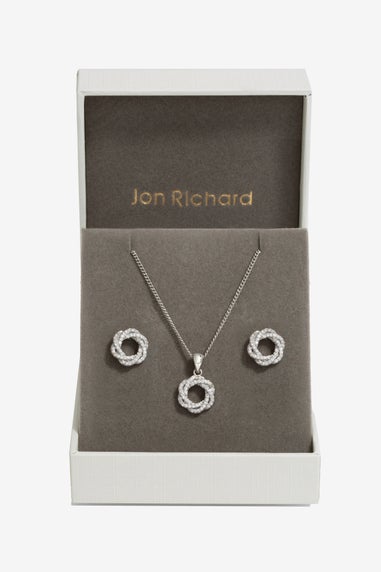 Jon Richard Rhodium Plated Cubic Zirconia Open Twist Box Set