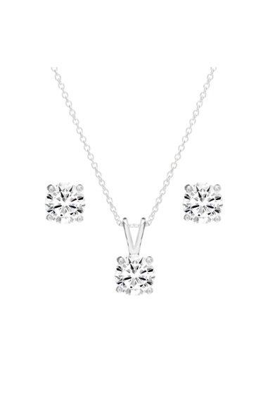 Simply Silver Sterling Silver 925 Round Cubic Zirconia Necklace And Earring Set - Gift Boxed