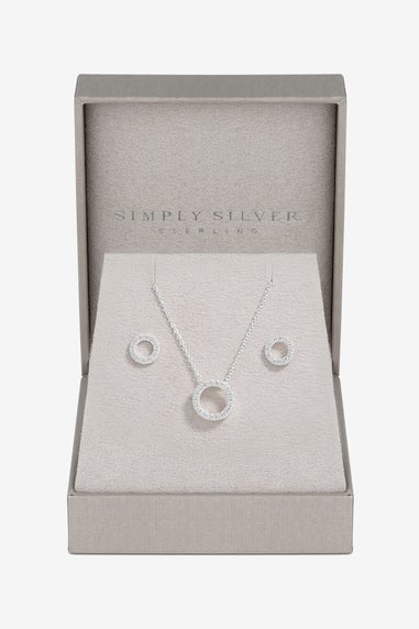 Simply Silver Sterling Silver 925 Cubic Zirconia Round Open Set - Gift Boxed