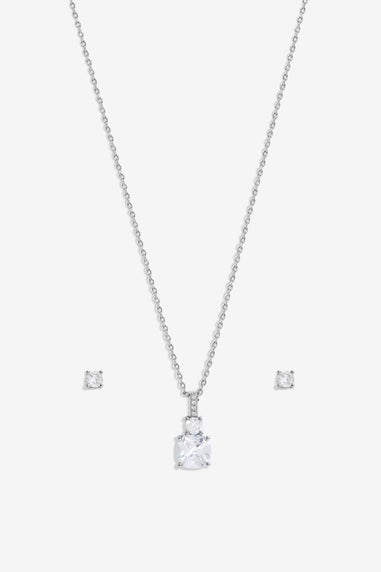 Jon Richard Rhodium Plated Cubic Zirconia Pendant Box Set - Gift Box