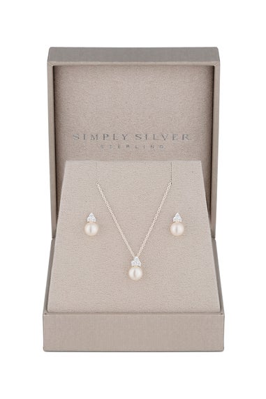 Sterling Silver 925 Freshwater Pearl Set Gift Boxed