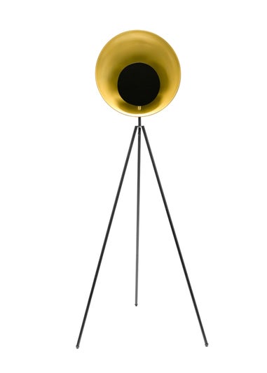 ValueLights Saffy Matte Black Floor Lamp with Gold Shade (150cm x 59cm x 59cm)