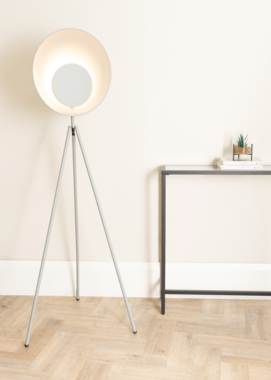 ValueLights Saffy Matte Grey Floor Lamp with Grey Shade (150cm x 59cm x 59cm)