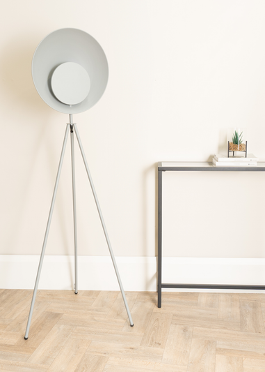 ValueLights Saffy Matte Grey Floor Lamp with Grey Shade (150cm x 59cm x 59cm)