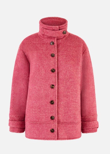 Yumi Pink Oversize Fit Button Up Jacket With High Collar