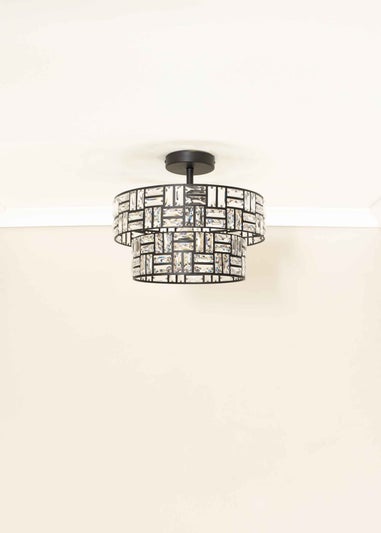 ValueLights Elise Matte Black Pendant Light with Black Tiered Shade