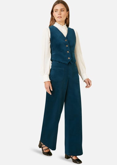 Yumi Teal Cord Waistcoat