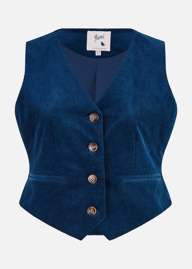 Yumi Teal Cord Waistcoat