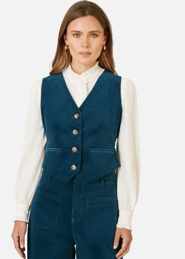 Yumi Teal Cord Waistcoat