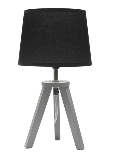 ValueLights Jackson Grey Table Lamp with Black Tapered Shade