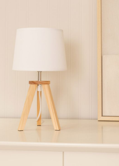 ValueLights Jackson Natural Table Lamp with Cream Tapered Shade