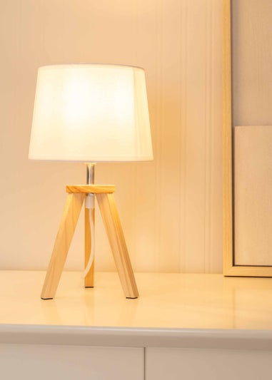 ValueLights Jackson Natural Table Lamp with Cream Tapered Shade