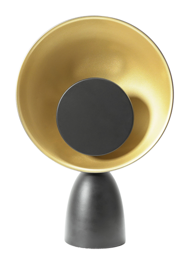 ValueLights Saffy Matte Black Table Lamp with Gold Shade (35cm x 24.5cm x 10cm)