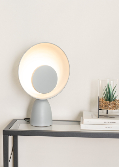 ValueLights Saffy Matte Grey Table Lamp with Grey Shade (35cm x 24.5cm x 10cm)