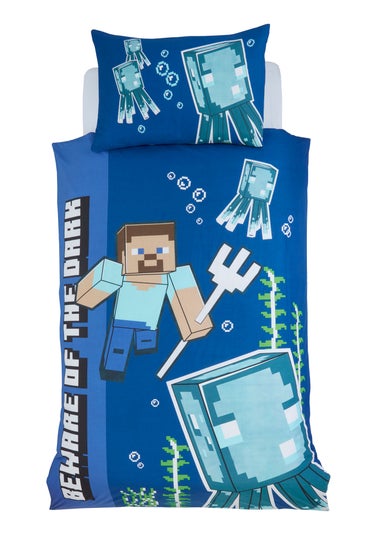 Minecraft Glow In The Dark Blue Duvet Set