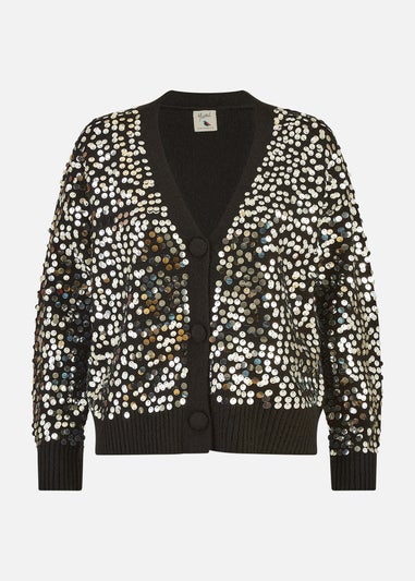 Mela Black Sequin Knitted Cardigan