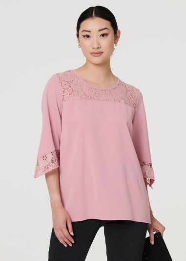 Izabel London Pink Lace Detail Blouse