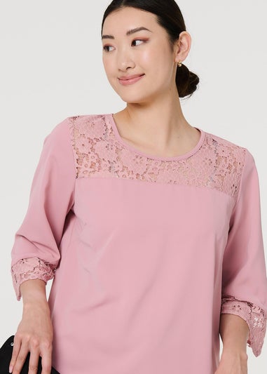 Izabel London Pink Lace Detail Blouse