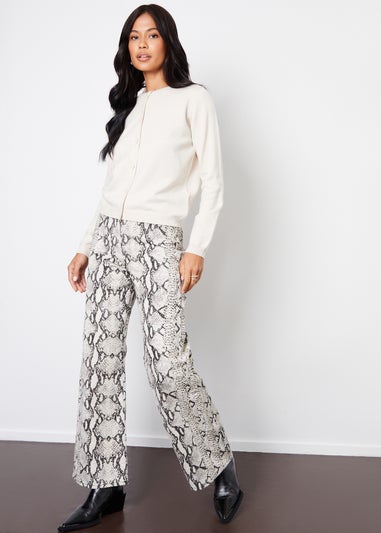 Threadbare Grey Soleil Snake Print Wide Leg Denim Jeans