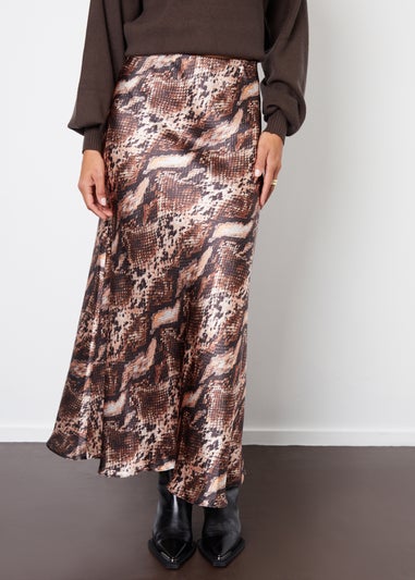 Threadbare Brown Ariel Satin Maxi Slip Skirt