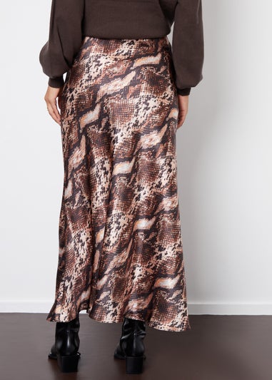 Threadbare Brown Ariel Satin Maxi Slip Skirt