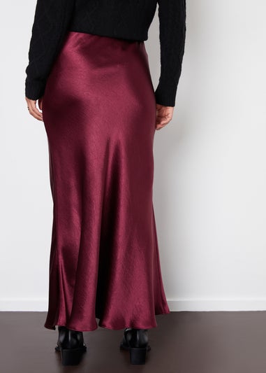 Threadbare Burgundy Ariel Satin Maxi Slip Skirt